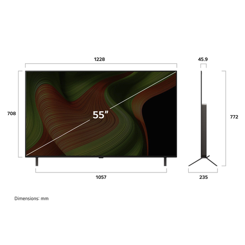 LG OLED AI OLED55B56LA TV Serie B5 55'' 4K, α8 Gen2, Dolby Vision, 20W, 4 HDMI con VRR 120Hz, G-Sync, Smart TV WebOS 25. D