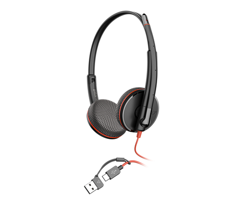 Casque Poly Blackwire 3225 - Filaire - Design Supra-auriculaire, Sur tête - Stéréo - Couleur Noir - Binaural - Supra-aural