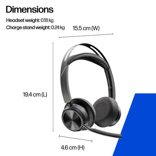 HP Poly Voyager Focus 2 USB-C-C Headset +USB-C/A Adapter. Product type: Headset. Connectivity technology: Wireless, Blueto