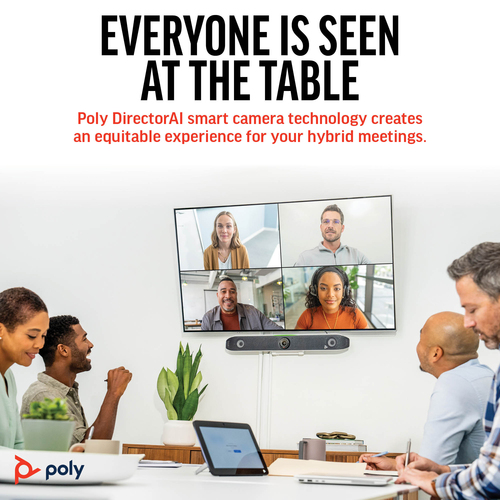 Poly Studio X52 Video Conference Equipment - White - 3840 x 2160 Video (Live) Video (Content) - H.323, SIP - 4K UHD - H.26