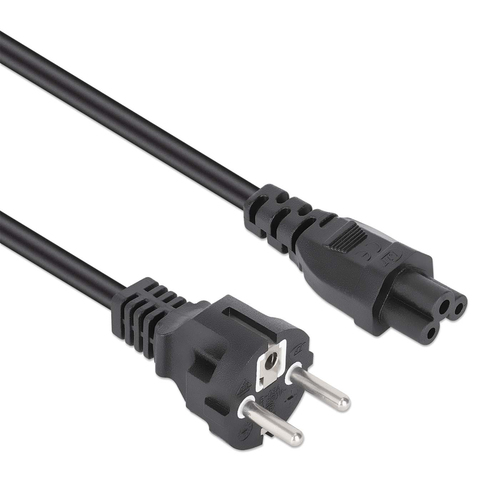 Manhattan Mains Power Cord/Cable, Euro 2-pin (CEE 7/4 Schuko) plug to C5 Female (cloverleaf/triangular), 3m, 2.5A, Lead, L