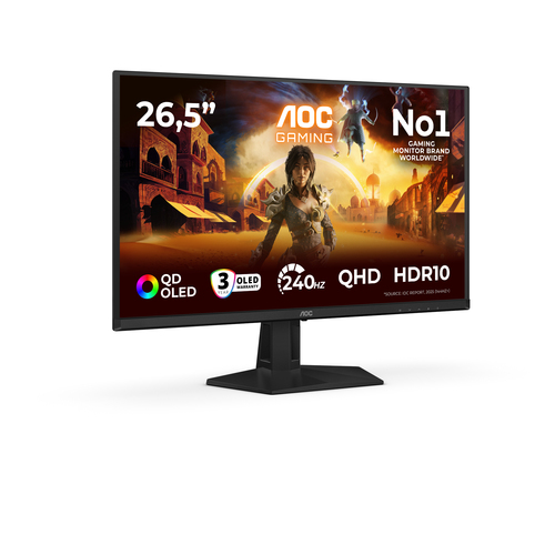 AOC Q27G41ZDF 27" Class WQHD Monitor OLED para jogos - 16:9 - Preto, Vermelho - 67,3 cm (26,5") Viewable - Quantum Dot OLE