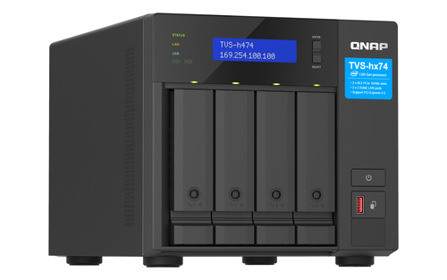 QNAP TVS-H474. Typ: NAS. Gehäusetyp: Tower. Geräteklasse: Kleines & Mittleres Unternehmen. Prozessorfamilie: Intel® Core? 