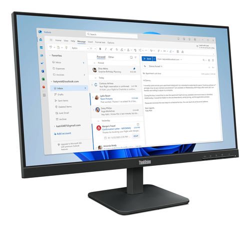 Lenovo ThinkVision S24-4e Monitor. Dimensioni diagonale schermo: 60,5 cm (23.8"), Risoluzione del display: 1920 x 1080 Pix