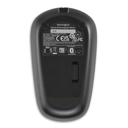 Souris Kensington MY230 EQ - Bluetooth/Radio Fréquence - 3 Bouton(s) - Noir - Sans fil - 2,40 GHz - Rechargeable - Symétrique