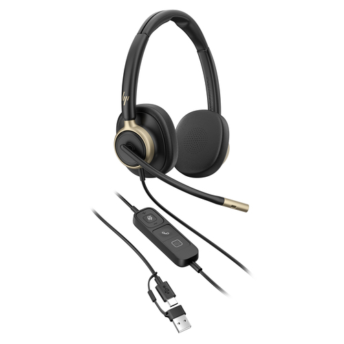 Poly Mission 825 Kabel Auf den Ohren Stereo Headset - Schwarz - Binaural - Ohraufliegend - Host-Schnittstelle: USB