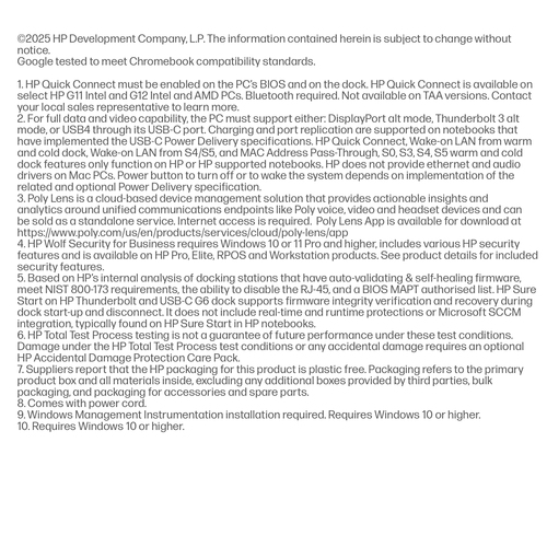 HP G6 USB Type C Docking Station - Charging Capability - 120 W - Desktop - 5 x USB Ports - 3 x USB Type-A Ports - USB Type