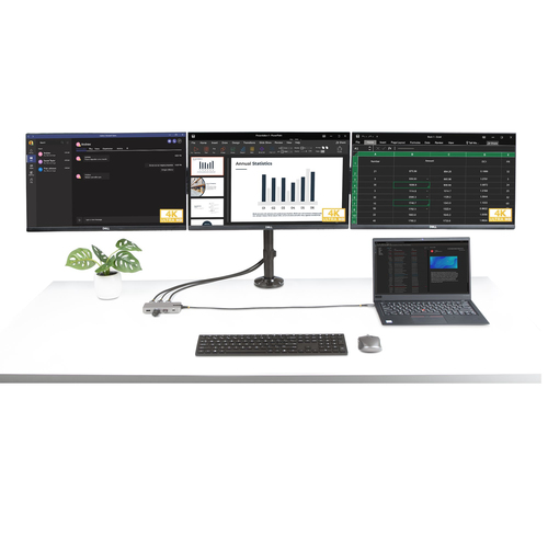 StarTech.com USB 3.2 (Gen 2) Type C Docking Station for Desktop PC, Notebook, Monitor - 15 W - Grey - 3 Displays Supported