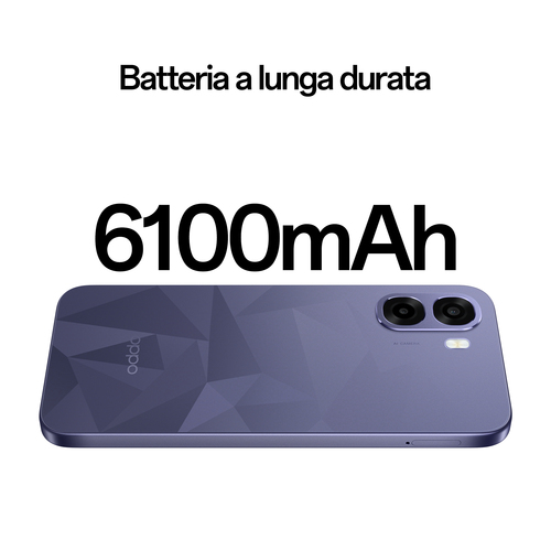 OPPO A6k AI Smartphone, doppia fotocamera 13MP+QVGA, Selfie 5MP, Display 6.75” 120HZ IPS HD+, 6100mAh, RAM 4GB(Esp1GB/2GB/
