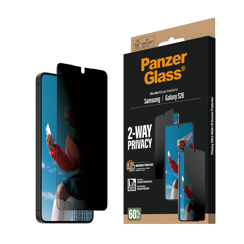 PanzerGlass Privacy Screen Protector for Samsung Galaxy S26 - For Widescreen AMOLED Smartphone