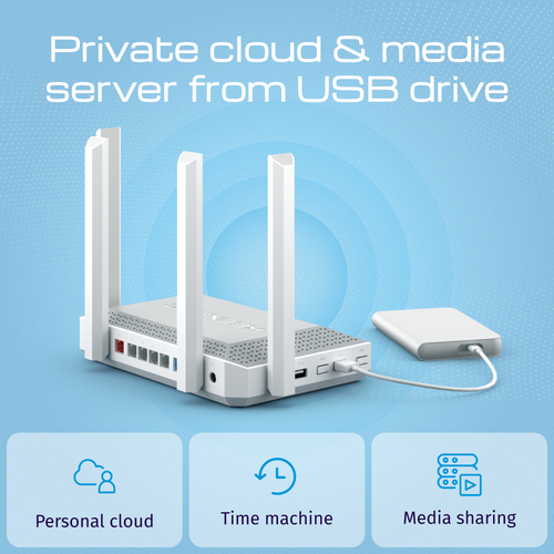 Keenetic TITAN KN-1812 Wi-Fi 7 Ethernet Roteador sem fio - Dual Band - 2,40 GHz Banda ISM - 5 GHz Banda UNII - 10 x Antena