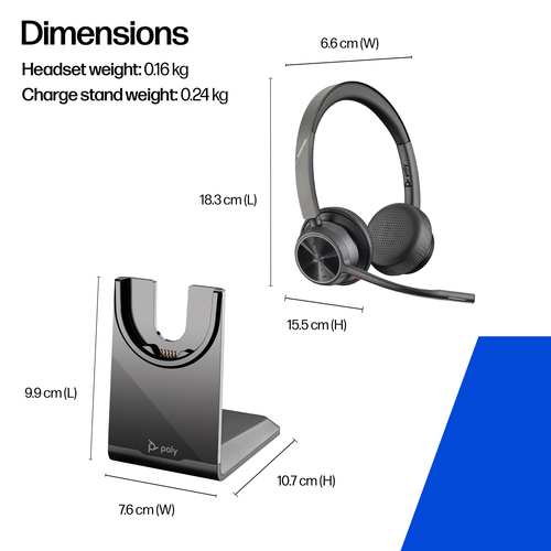 Poly Voyager 4300 UC 4320-M UC Wired/Wireless On-ear, Over-the-head Stereo Headset - Black - Microsoft Teams Certification