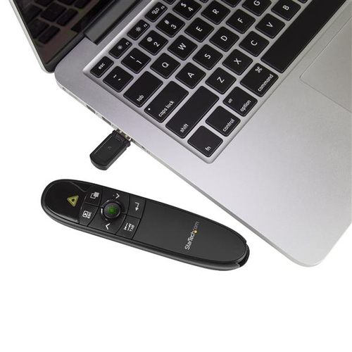 StarTech.com Wireless Presentation Remote with Green Laser Pointer - 90 ft. (27 m) - USB Presentation Clicker for Mac and 