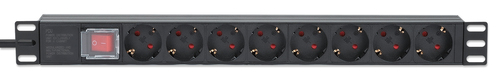 Intellinet 19" 1U Rackmount 8-Output Power Distribution Unit (PDU), EU CEE 7/3 Outlets, Built-in 2m Power Cord with EU CEE