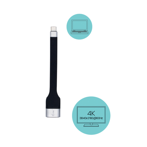 i-tec USB-C Flat HDMI Adapter 4K/60 Hz. Longueur de câble: 0,11 m, Connecteur 1: USB Type-C, Connecteur 2: HDMI. Poids: 14