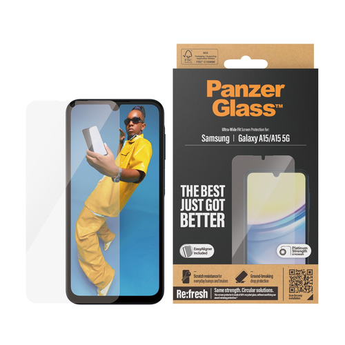 PanzerGlass Screen Protector for Galaxy A15, Galaxy A15 5G - For Super AMOLED Smartphone - Shock Resistant, Drop Resistant