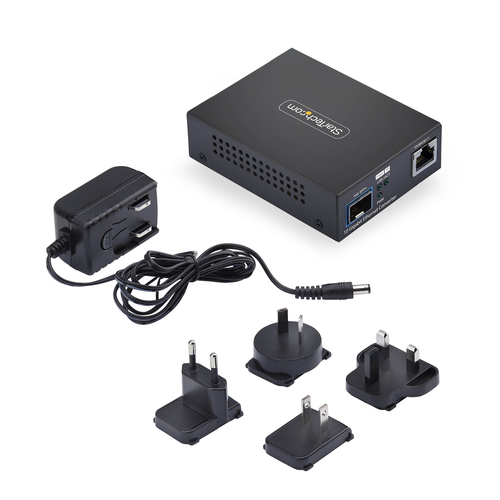 StarTech.com Transceiver/Media Converter - TAA Compliant - 1 Port(s) - 1 x Network (RJ-45) - Optical Fiber, Twisted Pair -