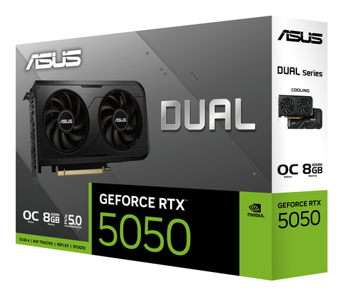 ASUS Dual -RTX5050-O8G. Processeur graphique famille: NVIDIA, Processeur graphique: GeForce RTX 5050. Mémoire carte graphi