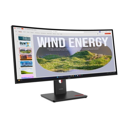 Moniteur LED Lenovo ThinkVision T34WD-40 34" Classe WQHD Écran incurvé - 21:9 - Noir éclipse - 86,4 cm (34") Viewable - Ve