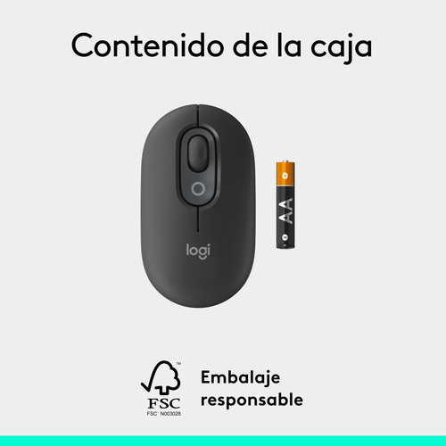 Logitech POP Mouse Mouse - Bluetooth - Optical - 4 Button(s) - Graphite - Wireless - 10 m - 4000 dpi - Scroll Wheel - 1 x 