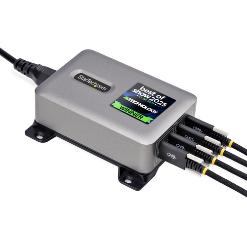 StarTech.com 4-Port Multi-Device USB-C Charger, 240W Total, Single Port 140W EPR, Screw Locking Ports, Ideal for Boardroom