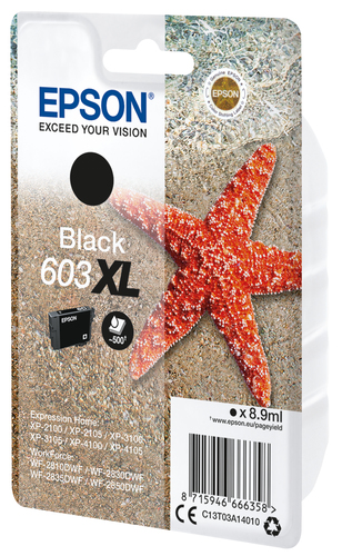 Epson 603XL Original Extra Large Yield Inkjet Ink Cartridge - Single Pack - Black - 1 Pack - Inkjet - Extra Large Yield - 