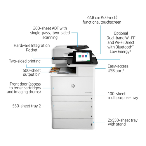 HP Color LaserJet Enterprise MFP M776dn. Print technology: Laser, Printing: Colour printing, Maximum resolution: 1200 x 12