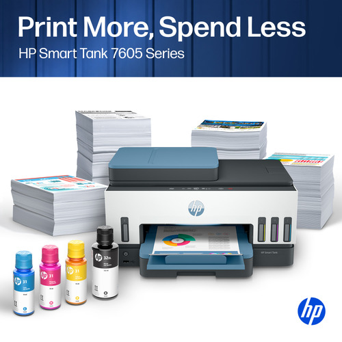 HP 7605 Smart Tank - Tintenstrahl-Multifunktionsdrucker - Kopierer/Drucker/Scanner - 4800 x 1200 dpi Druckauflösung