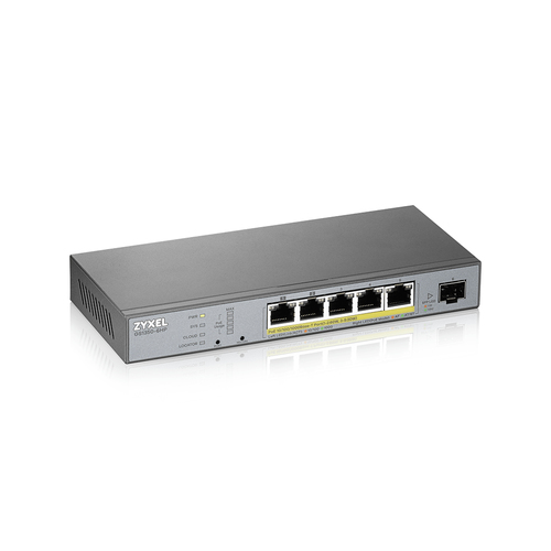 ZYXEL GS1350 GS1350-6HP 5 Ports Manageable Ethernet Switch - 2 Layer Supported - Modular - 1 SFP Slots - Twisted Pair, Opt