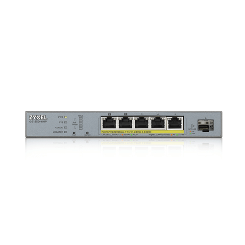 ZYXEL GS1350 GS1350-6HP 5 Ports Manageable Ethernet Switch - 2 Layer Supported - Modular - 1 SFP Slots - Twisted Pair, Opt