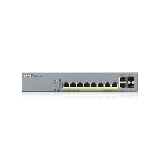 ZYXEL GS1350 GS1350-12HP 8 Ports Manageable Ethernet Switch - 2 Layer Supported - Modular - 2 SFP Slots - Twisted Pair, Op