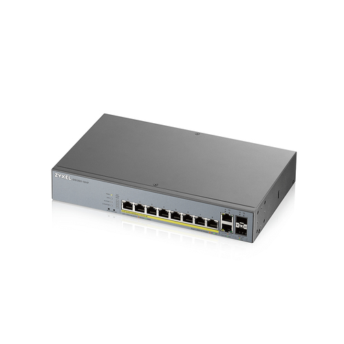 ZYXEL GS1350 GS1350-12HP 8 Ports Manageable Ethernet Switch - 2 Layer Supported - Modular - 2 SFP Slots - Twisted Pair, Op