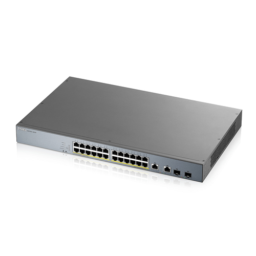 ZYXEL GS1350 GS1350-26HP 24 Ports Manageable Ethernet Switch - 2 Layer Supported - Modular - 2 SFP Slots - Twisted Pair, O
