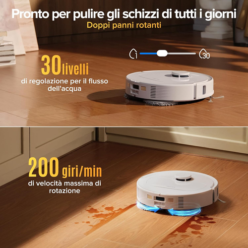 Robot Vacuum Cleaner Roborock Qrevo - Bianco - Pennello - Pavimento, Tappeto - 45 dB(A) Livello rumore