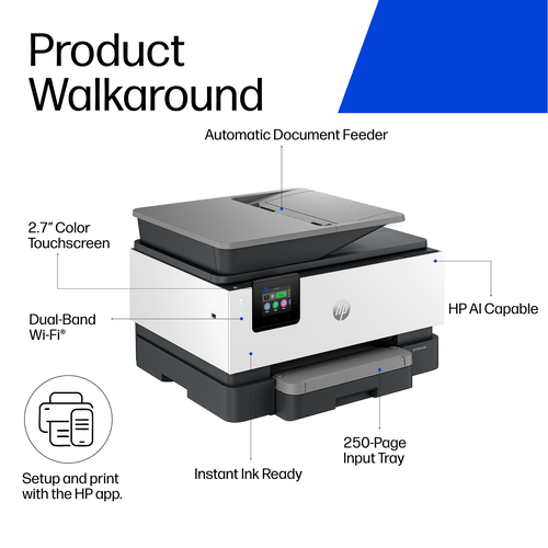 HP OfficeJet Pro 9125 Wireless Color Printer. Print technology: Thermal inkjet, Printing: Colour printing, Maximum resolut