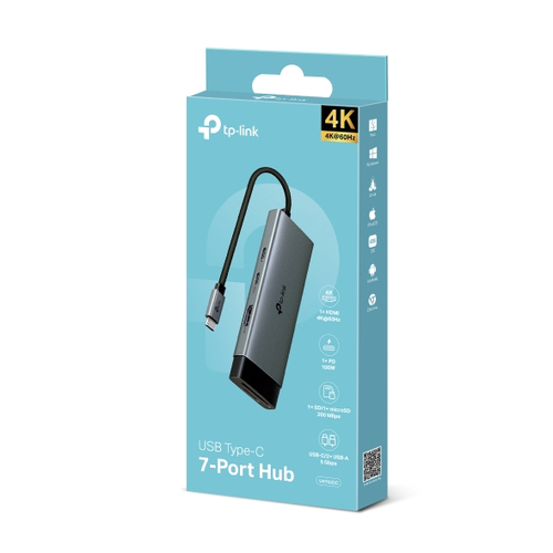 TP-Link UH7020C USB-Typ C Docking Station für Desktop-PC, Tablet-PC, Smartphone, Notebook - Ladefunktion - Speicherkartenl