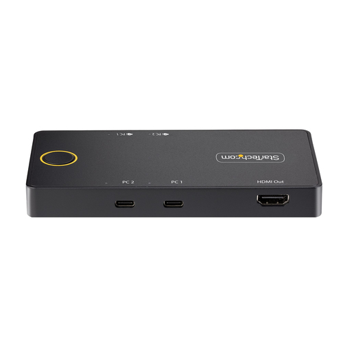 StarTech.com 2-Port USB-C KVM-Switch, Ein 4K 60Hz HDMI Monitor, Dual 100W Power Delivery Pass-Through Ports, USB Betrieben