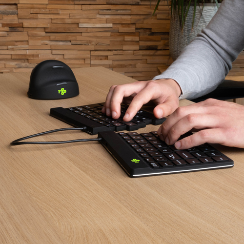 R-Go Tools Ergonomische Tastatur R-Go Split Break mit Pausensoftware, geteilte Tastatur, QWERTZ (DE), kabellos, schwarz. T