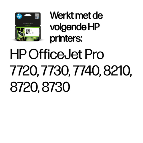 HP 953XL High Yield Black Original Ink Cartridge. Printing colours: Black, Quantity per pack: 1 pc(s), Black ink page yiel