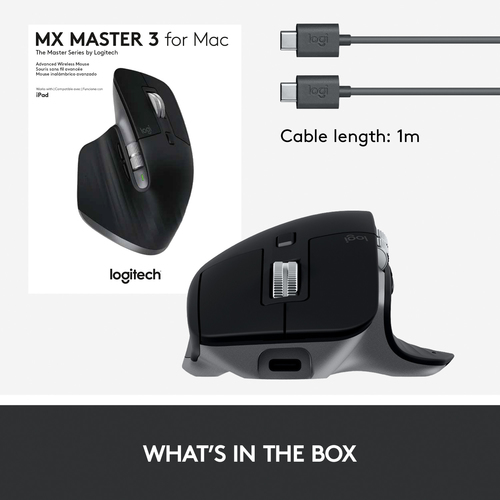 Logitech MX Master 3 Maus - Bluetooth/Radio-Frequenz - USB - Darkfield - 7 Taste(n) - Kabellos - 2,40 GHz - 4000 dpi Auflö