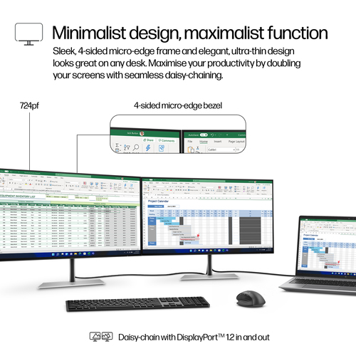 HP 724pf 24" Class Full HD Monitor LED - 16:9 - 60,5 cm (23,8") Viewable - Tecnologia IPS (In-plane switching) - Edge LED 