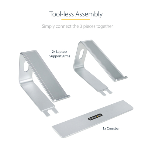StarTech.com Laptop Stand for Desk, Supports 5kg / 11lb, Aluminum, Silver, Ergonomic Laptop Riser, Portable Laptop Holder 