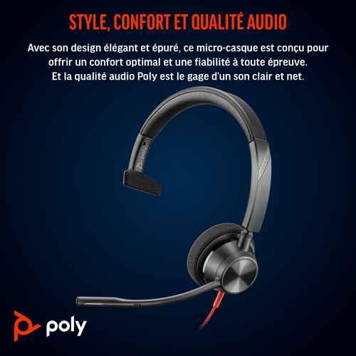 HP Poly Blackwire 3310 Monaural Microsoft Teams Certified USB-C Headset +USB-C/A Adapter. Product type: Headset. Connectiv