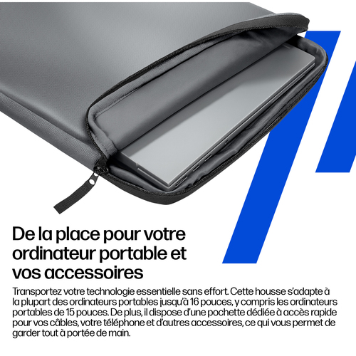 Sacoche de transport HP - Pochette Style pour 38,1 cm (15") à 40,6 cm (16") Ordinateur Portable - Argent météor - Étanche,