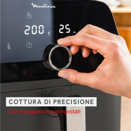 Friggitrice ad aria Moulinex EZ855HF0 - Elettrico - 2020 W - 7,50 L Olio/ - 2 kg Cibo - Nero, Charcoal, Grigio