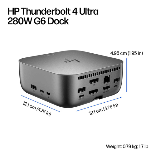 HP Thunderbolt 4 Ultra 280 W G6 Dockingstation. Konnektivitätstechnologie: Kabelgebunden, Hostschnittstelle: Thunderbolt 4