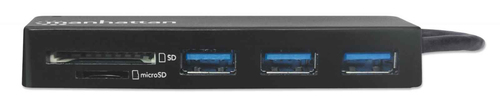 Manhattan USB-C Dock/Hub with Card Reader, Ports (x3): USB-A (x3), 5 Gbps (USB 3.2 Gen1 aka USB 3.0), External Power Suppl