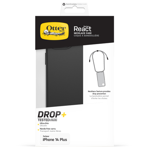 OtterBox React Estojo de transporte Apple iPhone 14 Plus Smartphone - Preto - Resistente a quedas - Nylon, Plástico Corpo 