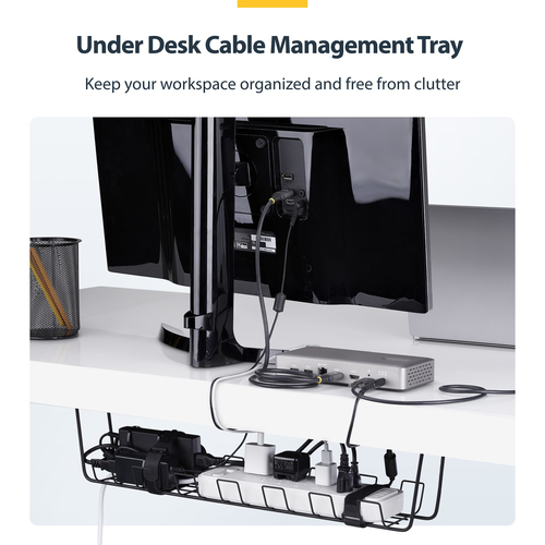 StarTech.com S1MB-DESK-CABLE-TRAY. Typ: Kabelkorb, Zweck: Tisch/Bank, Produktfarbe: Schwarz. Breite: 132,5 mm, Tiefe: 615 