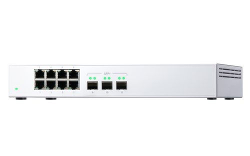 QNAP QSW-308S. Tipo de switch: Não-gerido. Tipos de portas ethernet Basic switching RJ-45: Gigabit Ethernet (10/100/1000),